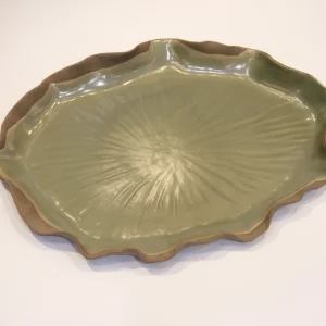 Seramik Büyük Boy Yeşil Sunum Servis Tabağı