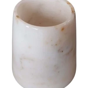 Doğal Beyaz Mermer Torna İşi Mumluk