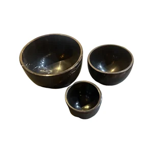 Doğal Siyah Mermer Kase Takımı 3'lü