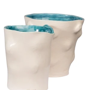 El Yapımı Seramik 2'Li Vazo